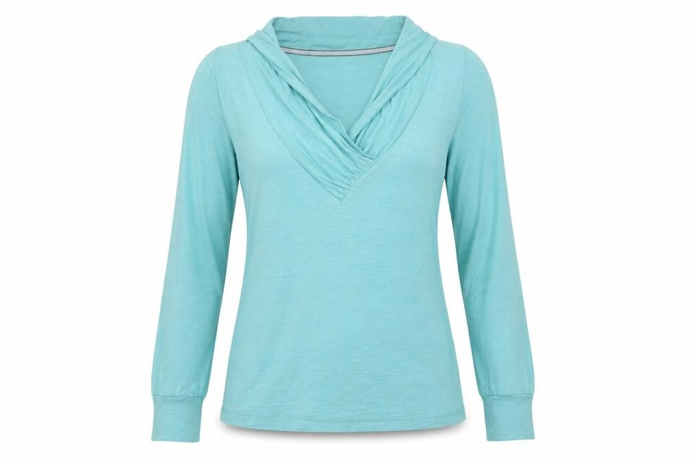 FatFace Women's Blue Cowl Neck Long Sleeve T-Shirt Size 14