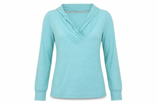 FatFace Women's Blue Cowl Neck Long Sleeve T-Shirt Size 14