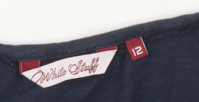 White Stuff Women's Blue 3/4 Sleeve V-Neck Top Size 12