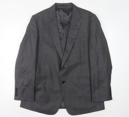Jaeger Men's Grey Wool Blazer, Size 44S, Classic Jacket