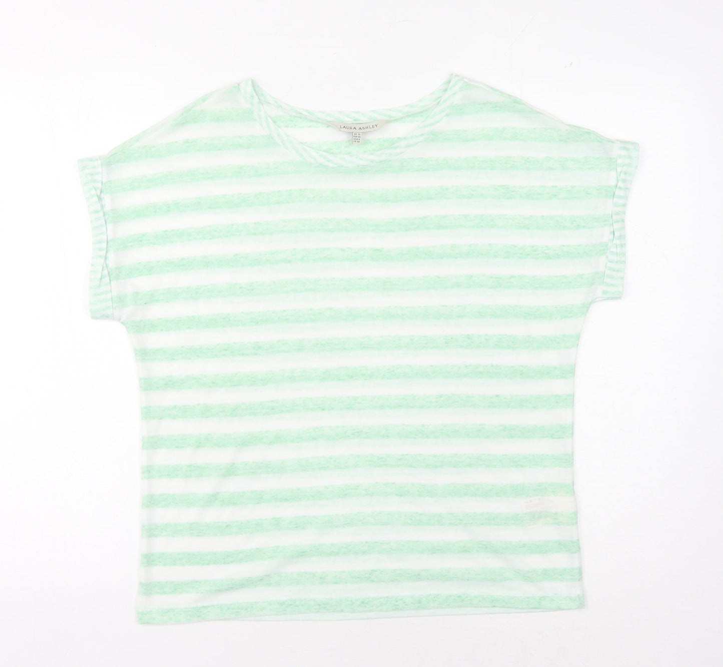 Laura Ashley Women’s Green Striped T-Shirt Size 10