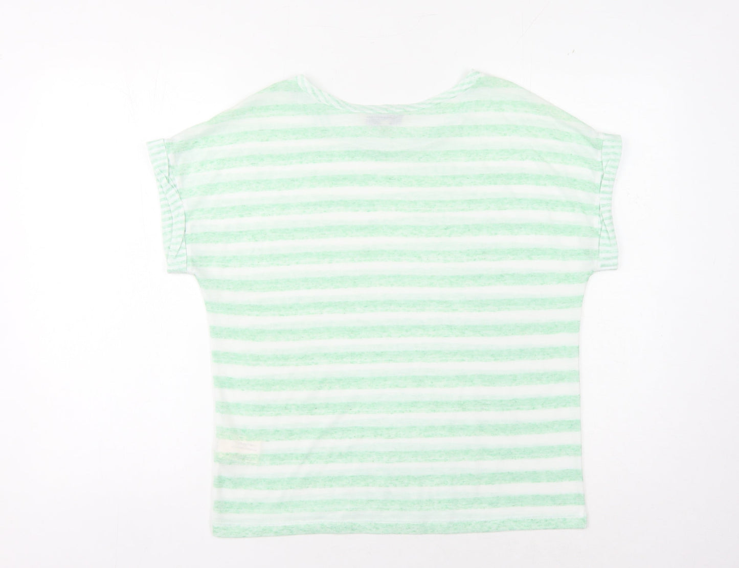 Laura Ashley Women’s Green Striped T-Shirt Size 10