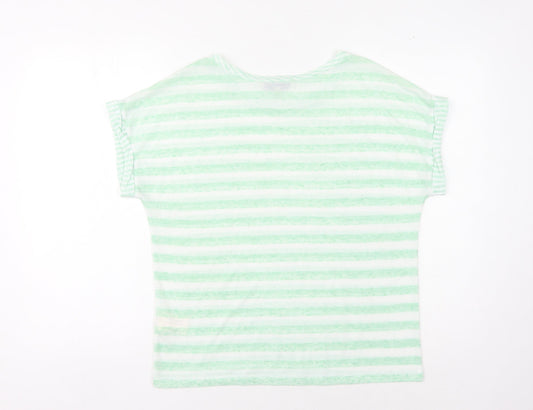 Laura Ashley Women’s Green Striped T-Shirt Size 10