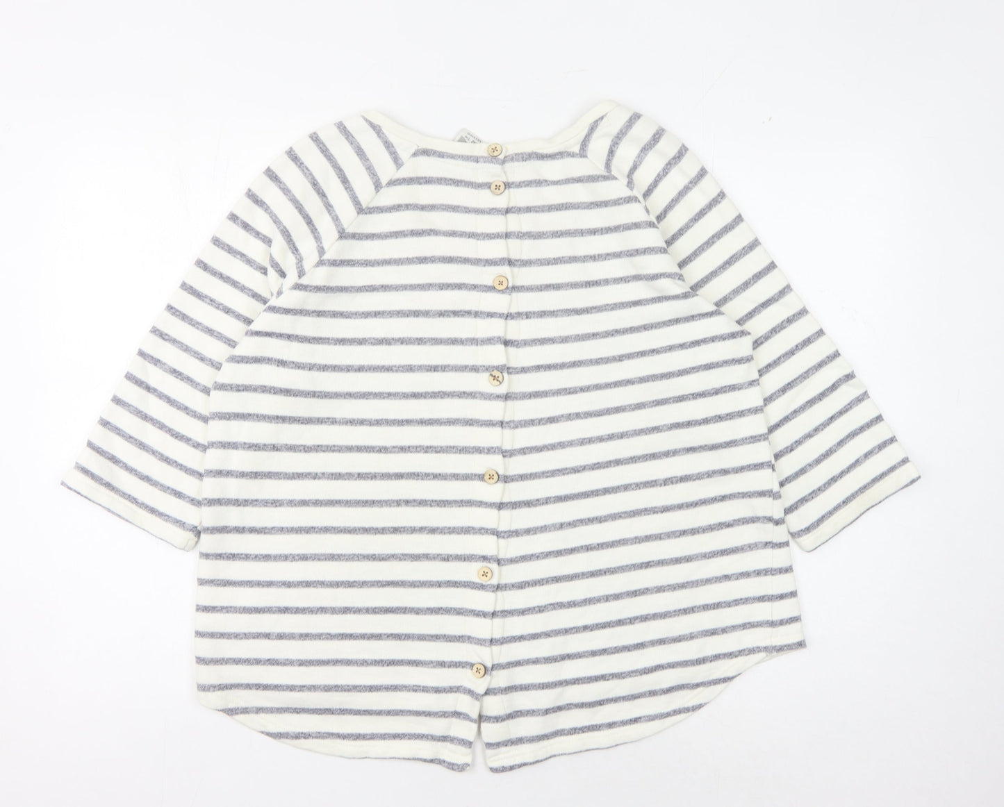 Weird Fish Women's Ivory and Blue Striped Cardigan - Size 12