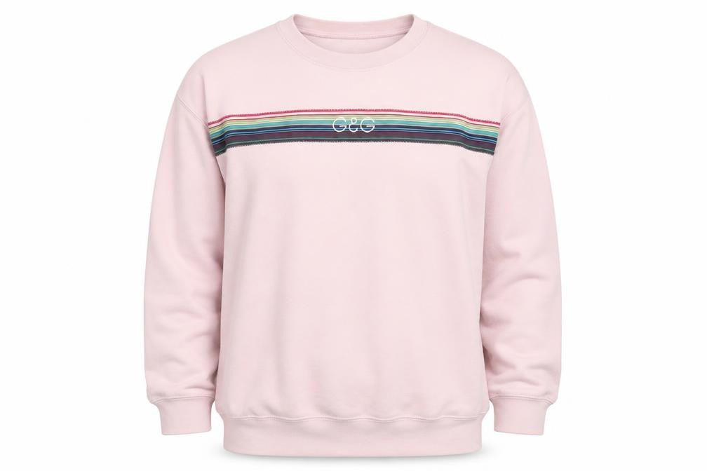 G&G Mens Pink Striped Sweatshirt L Fleece Logo