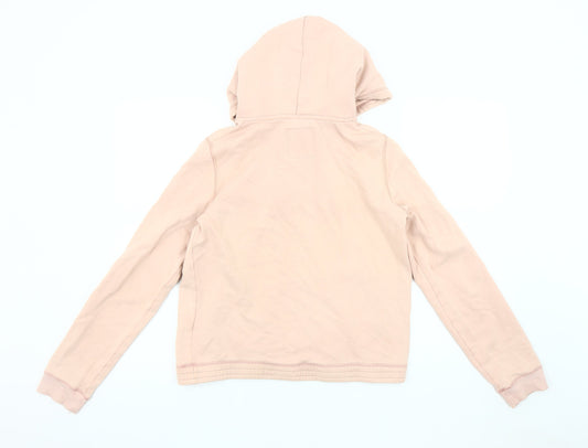 Hollister Women's Pink Pullover Hoodie - Size M, Logo Design