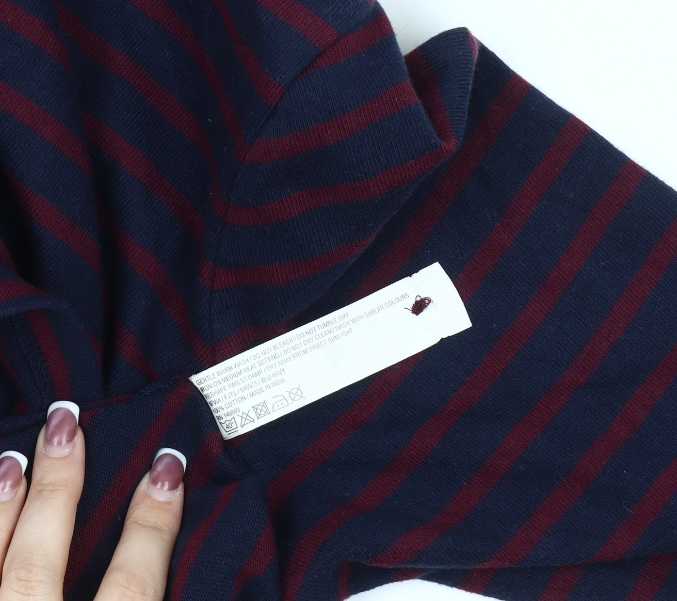 Fat Face Women's Blue Striped Long Sleeve Top