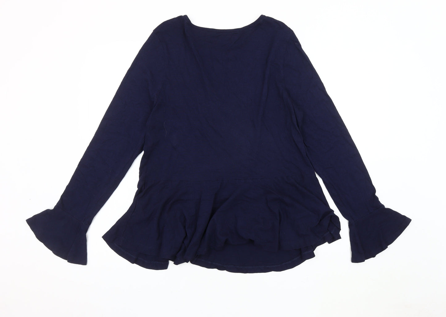 Red Herring Women's Blue Flared Sleeve Blouse, Size 14
