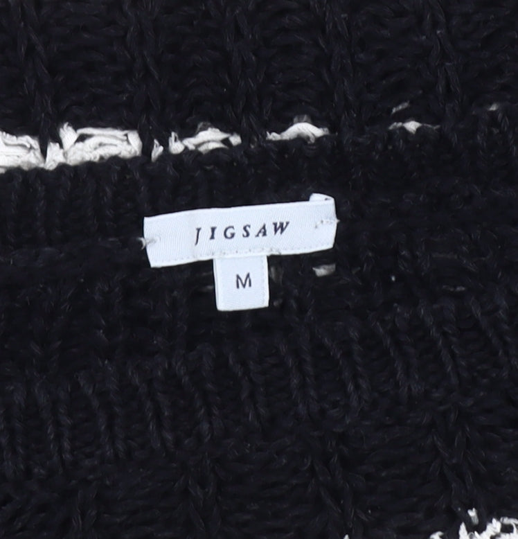 Jigsaw Women's Black Striped Pullover Jumper, M