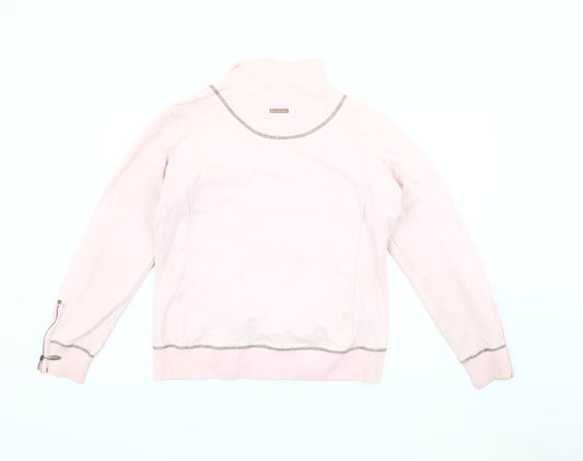 Joules Women's Pink Bomber Jacket M Casual Zip Knit
