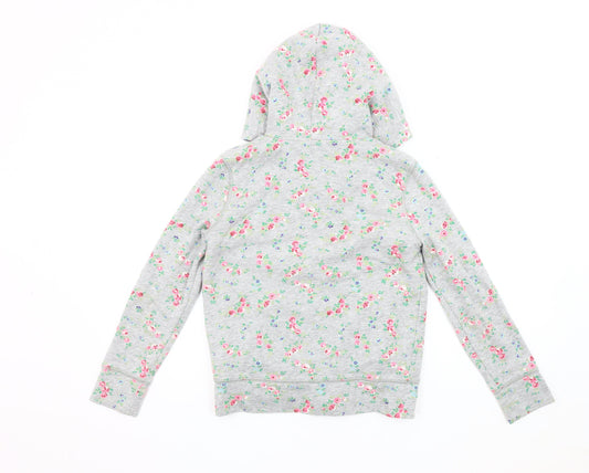GAP Girls Grey Floral Hoodie Jacket, Size 10 Years Hooded