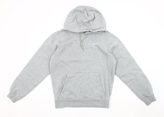 Nike Men's Grey Hoodie, Size S, Logo Accent, Hooded