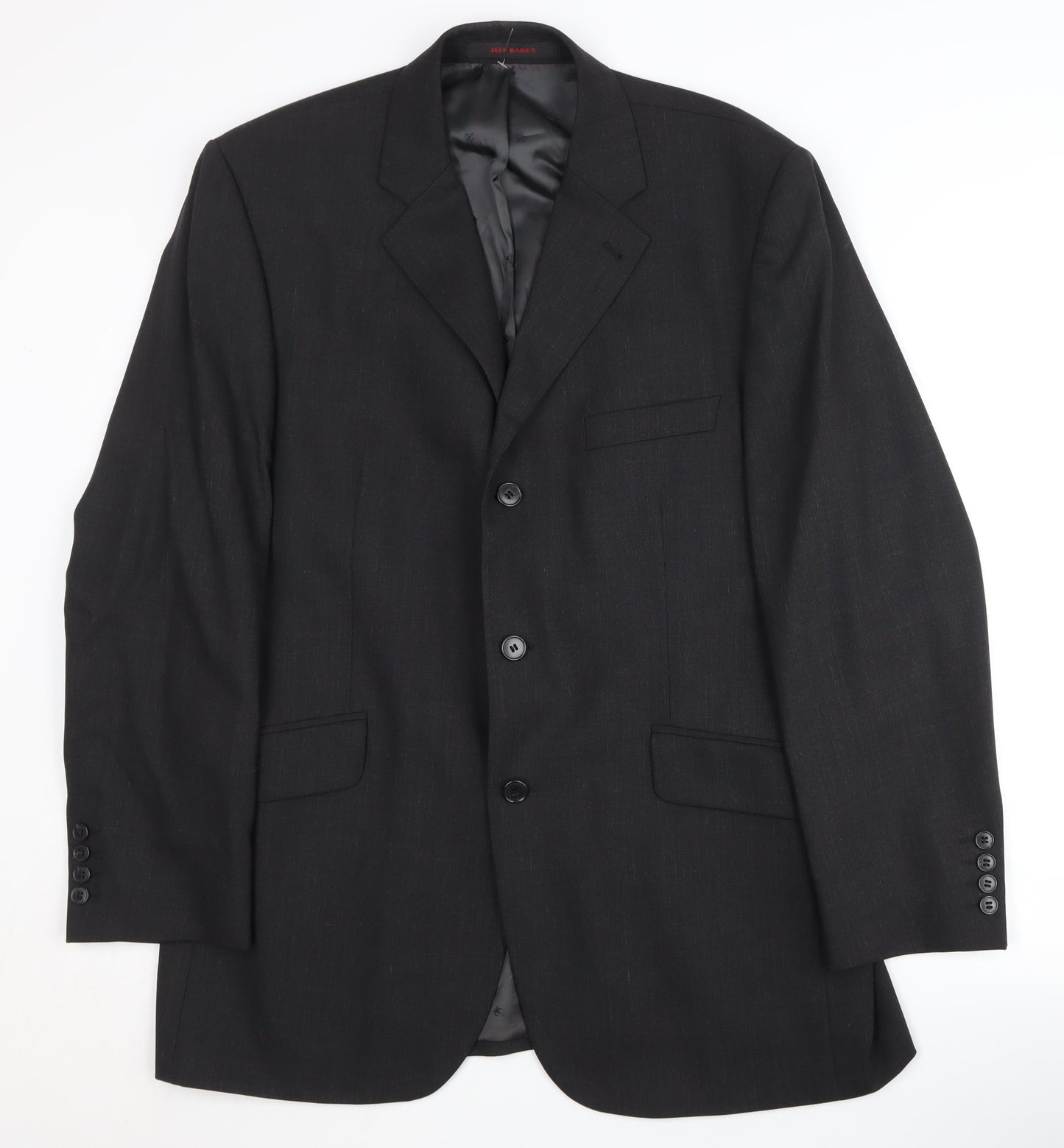 Jeff Banks Men's Black Regular Fit Wool Suit Jacket 42R