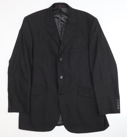 Jeff Banks Men's Black Regular Fit Wool Suit Jacket 42R