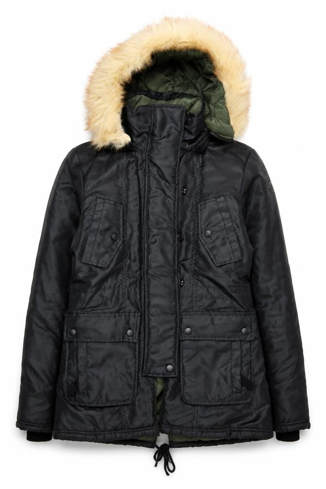 Roxy Women's Black Parka Jacket with Hood, Size S