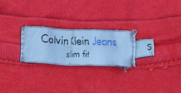 Calvin Klein Men's Red Slim Fit Logo T-Shirt, Size S