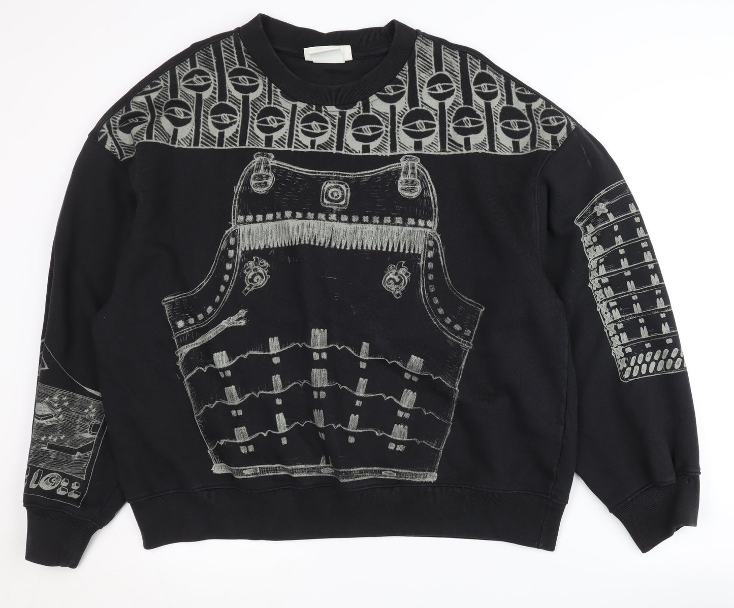H&M Men's Black Graphic Sweatshirt L