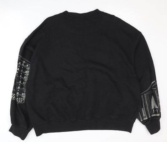 H&M Men's Black Graphic Sweatshirt L