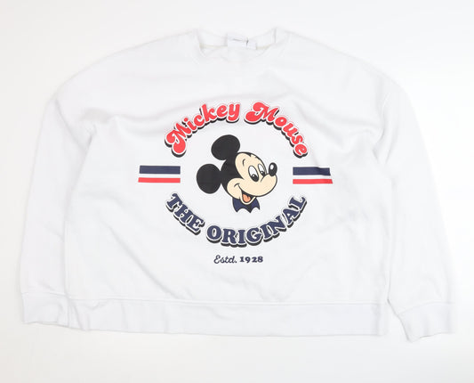 Disney Women's White Mickey Mouse XL Sweatshirt