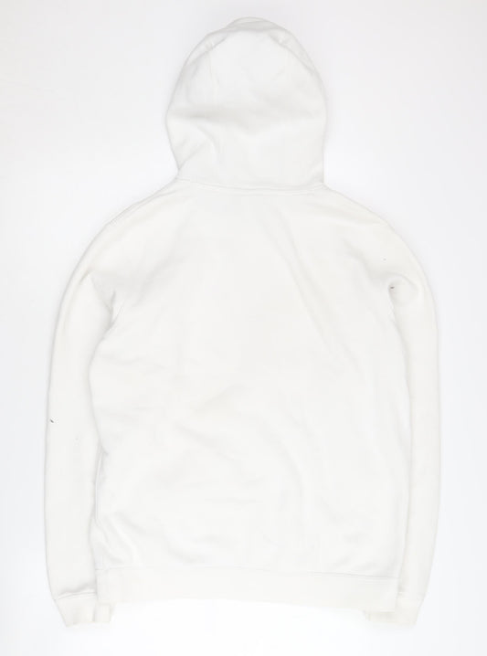 Nike Men's White Medium Pullover Hoodie with Logo