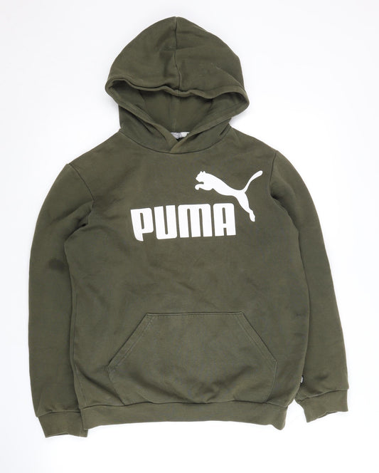 Puma Boys Green Hoodie Pullover 13-14 Years Logo Design
