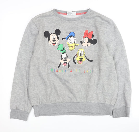 Disney Women's Grey Mickey & Friends Pullover Sweatshirt M