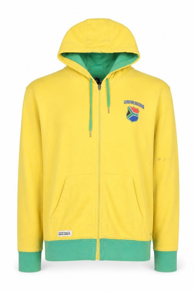 Mens UK XL Regular FIFA Yellow Full Zip Hoodie