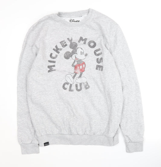 Disney Unisex Grey Sweatshirt M Mickey Mouse Logo Pullover