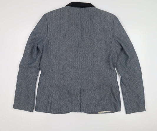 Topman Blue Wool Tweed Blazer Size 42 Men's