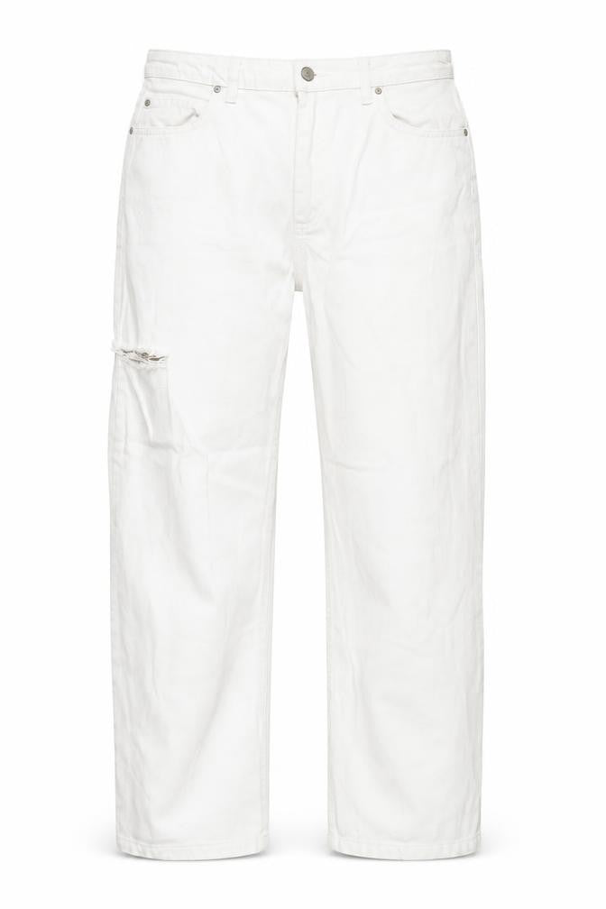 TrendYol Women's White Distressed Jeans