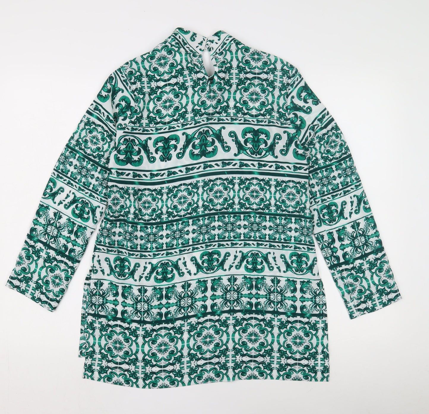 H&M Women's Green Geometric Long Sleeve Top