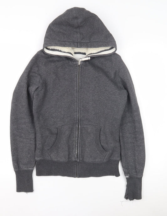 H&M Boys Grey Full Zip Hoodie Lined Size S