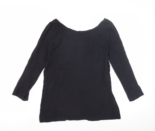 J.Crew Women's Black Slim Fit Boat Neck Top S