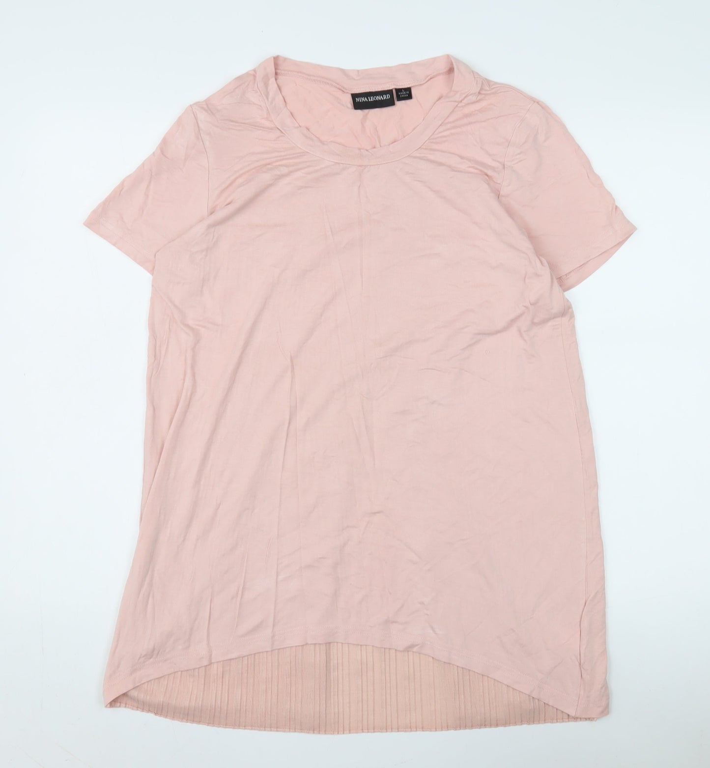 Nina Leonard Women's Pink Cotton T-Shirt, Size L, Casual