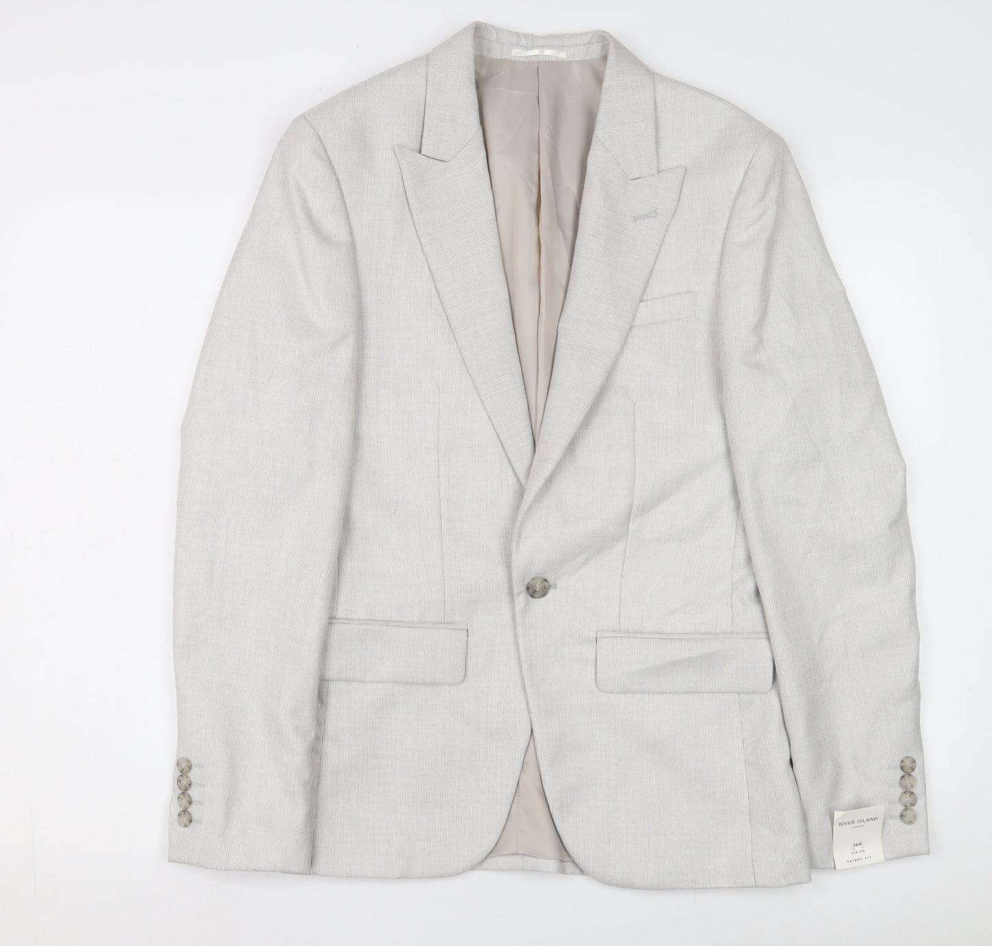 River Island Men's Grey Slim Fit Blazer 36R