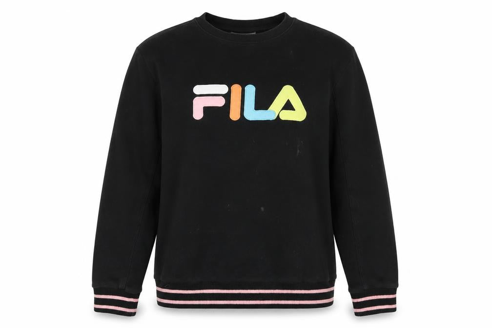 Unisex Adults UK 2XL Regular FILA Black Pullover Sweatshirt
