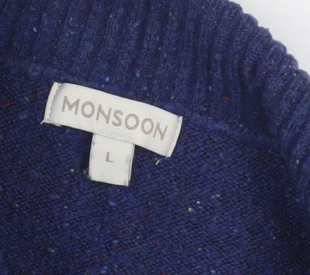 Monsoon Women's Blue Pullover Jumper, L, Wool Blend