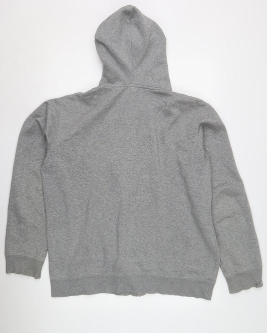 Nike Men's Grey Full Zip Hoodie, Size L, Logo Accents