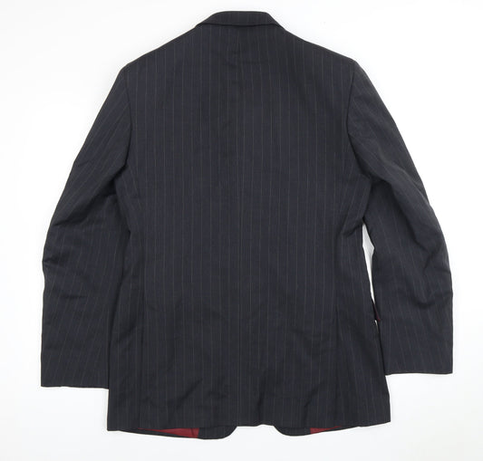Marks and Spencer Men's Grey Striped Wool Blazer Size 40
