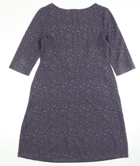 White Stuff Grey Geometric 3/4 Sleeve Women's Dress Size 12