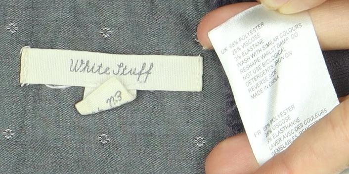 White Stuff Grey Geometric 3/4 Sleeve Women's Dress Size 12