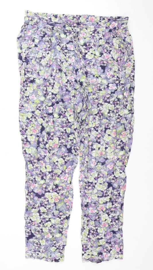 Warehouse Women's Multicoloured Floral Trousers Size 10