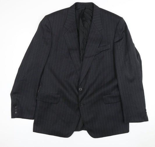 Odermark Men's Black Striped Suit Jacket, 46 Regular Fit