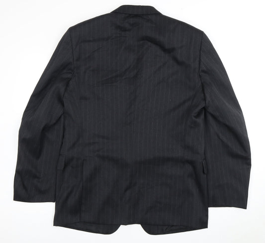 Odermark Men's Black Striped Suit Jacket, 46 Regular Fit