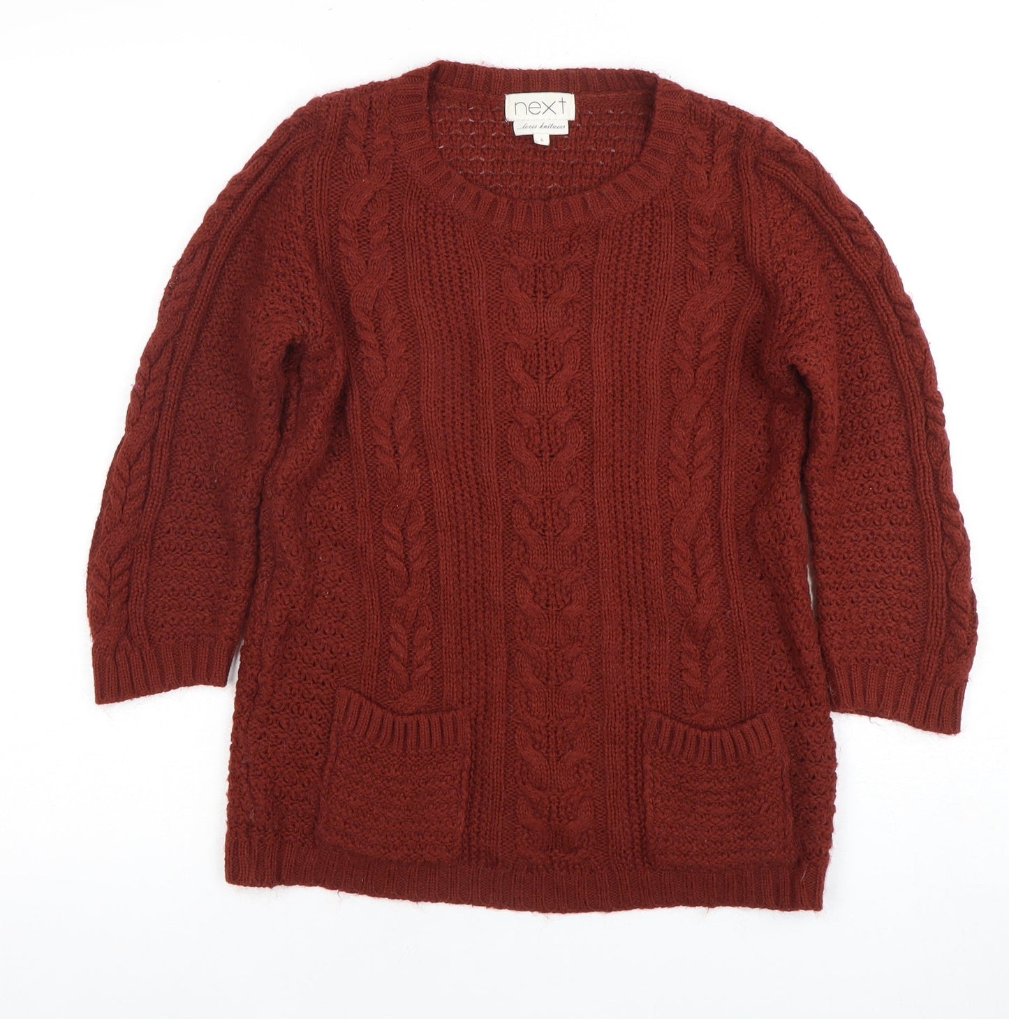Next Women's Red Cable-Knit Pullover Jumper Size 8