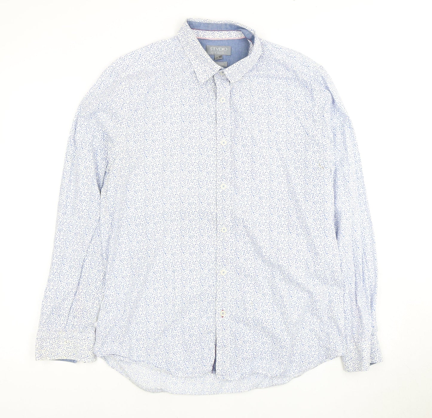 Jeff Banks Men's Blue Floral Dress Shirt L