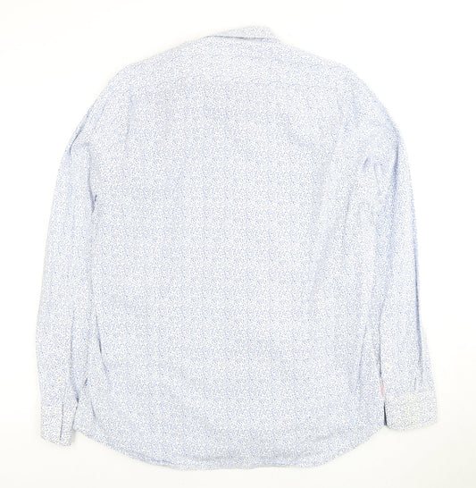 Jeff Banks Men's Blue Floral Dress Shirt L