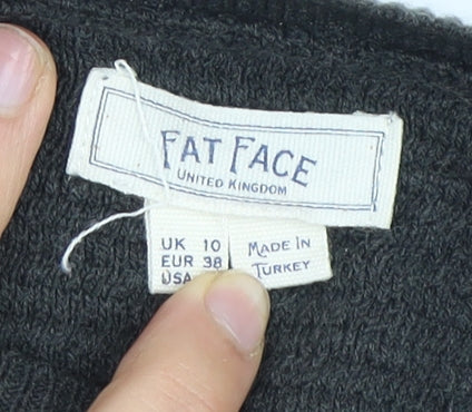 Fat Face Women's Black Cardigan, Size 10, Crew Neck