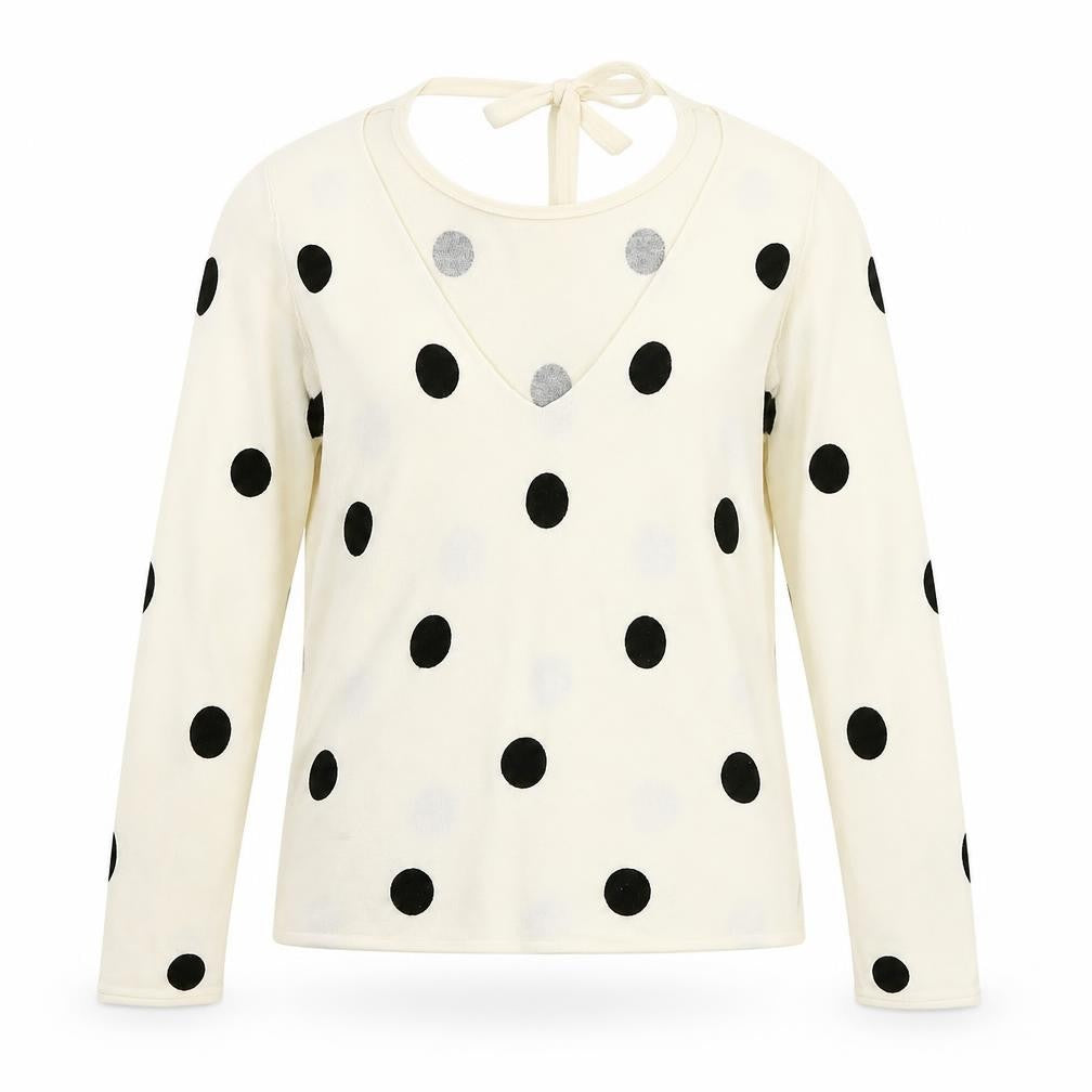 Front view of JACQUELINE de YONG Women's Ivory V-Neck Jumper M