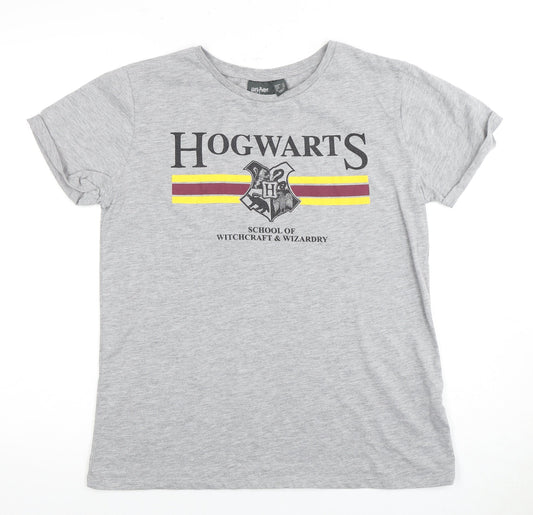 Harry Potter Unisex Grey Hogwarts T-Shirt Size 14